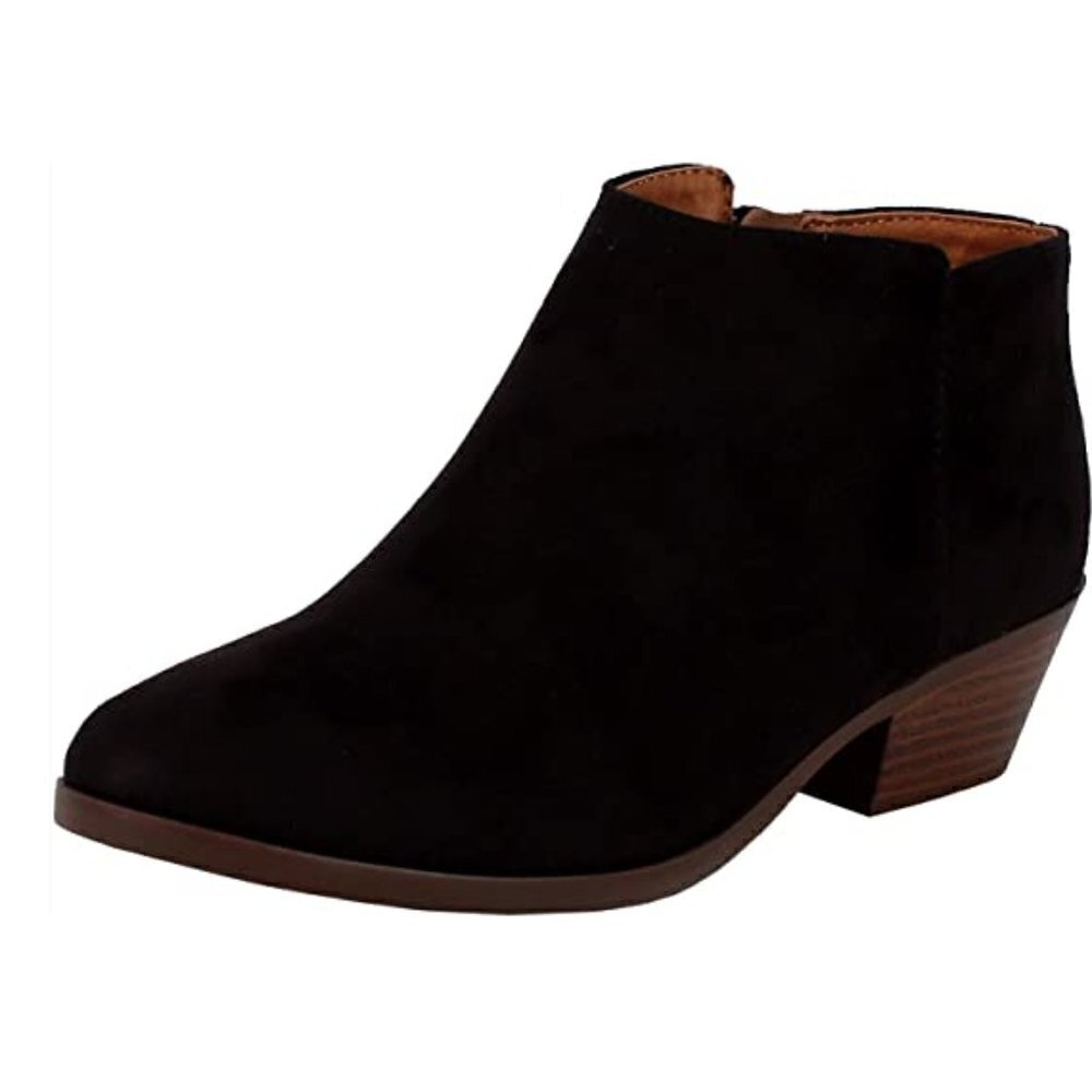 Soda Mug Women's Stacked Heel Western Ankle Black Bootie Size‎ 6